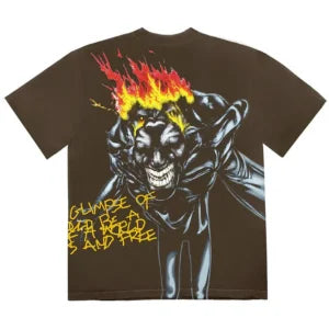 Fiery Skull Graphic Tee: Bold, Free, Dark Cotton Casual Top for Streetwear