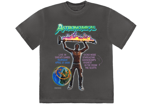Official Travis Scott Fortnite Astronomical Tour Washed Grey Limited Edition T-Shirt